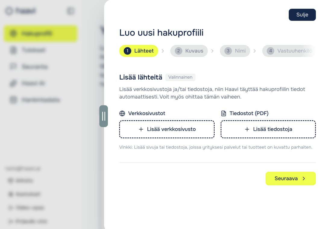Haavi löytää ja analysoi kilpailutukset puolestasi tunnistaen riskit ja mahdollisuudet