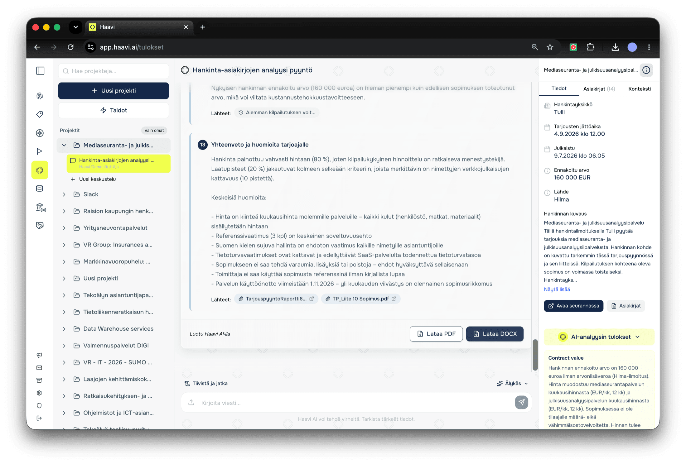 Haavi auttaa sinua tekemään voittavan tarjouksen