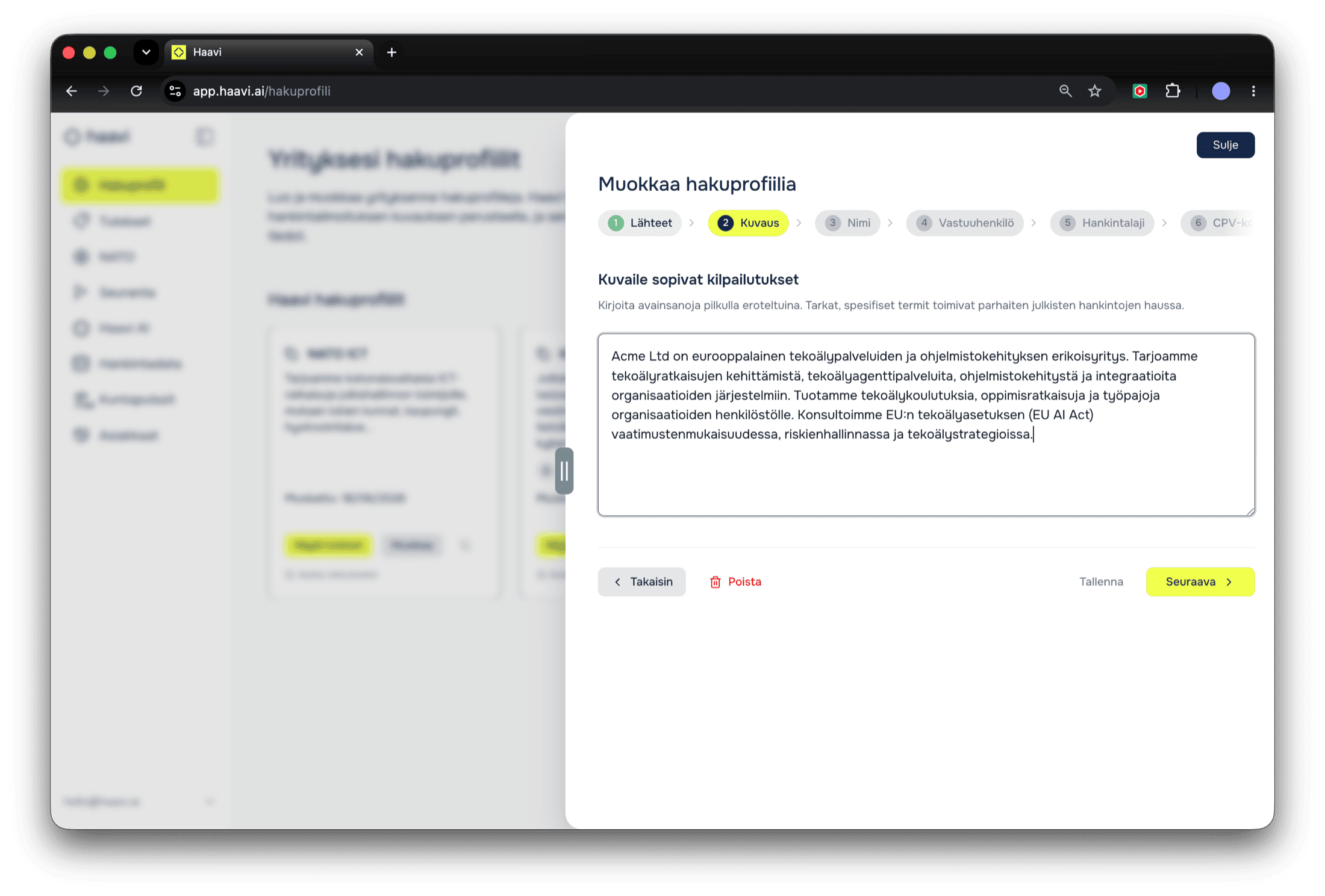 Haavi löytää ja analysoi kilpailutukset puolestasi tunnistaen riskit ja mahdollisuudet